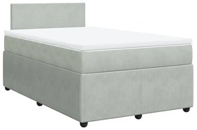 vidaXL Κρεβάτι Boxspring με Στρώμα Ανοιχτό Γκρι 120x200 εκ. Βελούδινο