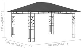 ΚΙΟΣΚΙ ΜΕ ΑΝΤΙΚΟΥΝΟΥΠΙΚΟ ΔΙΧΤΥ ΑΝΘΡΑΚΙ 4X3X2,73 Μ. 180 ΓΡ./Μ² 47973