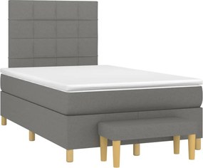 vidaXL Κρεβάτι Boxspring με Στρώμα Σκούρο Γκρι 120x200 εκ. Υφασμάτινο