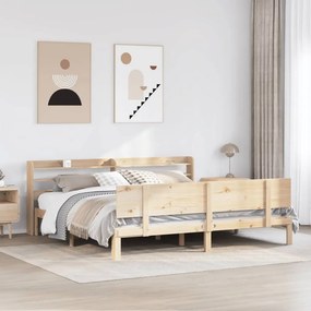 vidaXL Bed Frame 2 τμχ. Φυσικό 200 x 200 cm Solid pine wood, Plywood