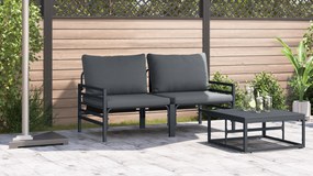 vidaXL Εξωτερικά Έπιπλα με μαξιλάρι με μαξιλάρι 2 pcs Ανθρακί Ατσάλι