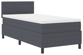 vidaXL Κρεβάτι Box Spring με Στρώμα & LED Σκούρο Γκρι 90x200 εκ Ύφασμα Κορντούρα