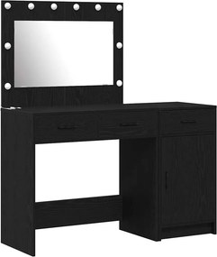 vidaXL Τραπέζι περιποίησης με συρτάρι 2 pcs Μαύρο Επεξεργασμένο ξύλο