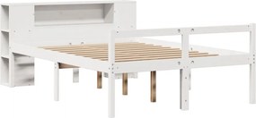 vidaXL Κρεβάτι Βιβλιοθήκη Χωρίς Στρώμα Λευκό 135x190 εκ Μασίφ Πεύκο