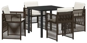 vidaXL Σέτ φαγητού για κήπο 5 pcs Καφέ Πολυ ράταν