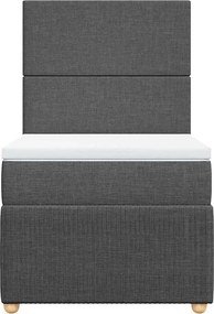 vidaXL Κρεβάτι Boxspring με Στρώμα Σκούρο Γκρι 80x200 εκ. Υφασμάτινο