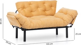 Διθέσιος Καναπές Κρεβάτι Μουσταρδί TONNE 70x150x85