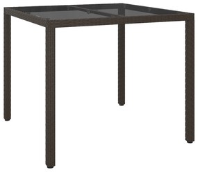vidaXL Τραπέζι Τραπεζαρίας Κήπου Καφέ 90x90x75 εκ Πολυ Ράταν