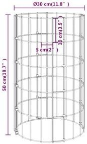 vidaXL Συρματοκιβώτιο-Γλάστρα Στύλος Κυκλική Ø30x50 εκ. Γαλβ. Χάλυβας