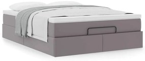 vidaXL Οθωμανικό κρεβάτι με στρώμα Γκρι 140x200cm Faux Leather