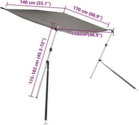 vidaXL Επέκταση Σκιάστρου Σετ Σχήμα Τ Ανθρακί 170x170x(115-183) εκ.
