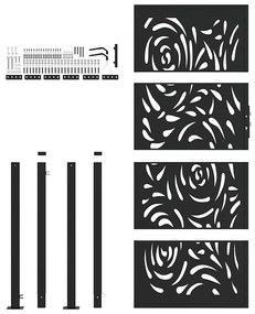 vidaXL Πύλη κήπου Μαύρη 105x205 cm Ατσάλινη φλόγα σχεδιασμού
