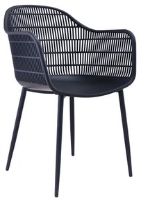 BERRY Πολυθρόνα Μέταλλο Βαφή Μαύρο, PP-UV Μαύρο 58x58x85cm ΕΜ155,1Μ