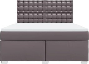 vidaXL Κρεβάτι Boxspring με Στρώμα Γκρι 180x200 εκ. Συνθετικό Δέρμα