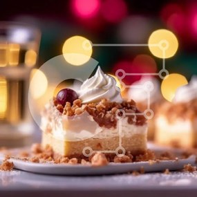 Intra Συλλεκτικό Ξύλινο Παζλ Plywood  4mm - Νόστιμο Cheesecake με κάλυμμα Cranberry και κρασί Σε Ξύλινο Κουτί - Διαστάσεις: 10x10 cm – 25 κομμάτια
