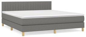 ΚΡΕΒΑΤΙ BOXSPRING ΜΕ ΣΤΡΩΜΑ ΣΚΟΥΡΟ ΓΚΡΙ 160X200 ΕΚ ΥΦΑΣΜΑΤΙΝΟ 3140786