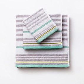 Πετσέτες Rainbow (Σετ 3τμχ) White-Green Benetton Towels Set 70x140cm 100% Βαμβάκι