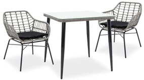 Naoki dining set 3pcs metal black-pe gray