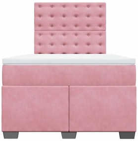 vidaXL Κρεβάτι Boxspring με Στρώμα Ροζ 120x200 εκ. Βελούδινο