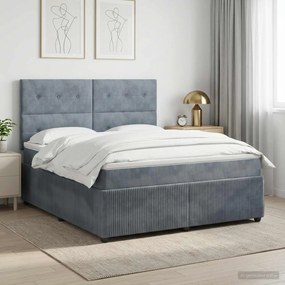 vidaXL Κρεβάτι box spring με στρώμα Σκούρο Γκρι 140 x 190 cm Βελούδο