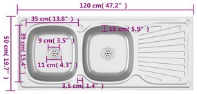 ΝΕΡΟΧΥΤΗΣ ΔΙΠΛΗ ΓΟΥΡΝΑ ΑΣΗΜΙ 1200X500X155 ΧΙΛ. ΑΝΟΞΕΙΔ. ΑΤΣΑΛΙ 147238