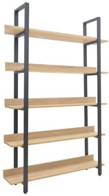 Βιβλιοθήκη Almond pakoworld σε oak-μαύρη απόχρωση 120x29x185εκ