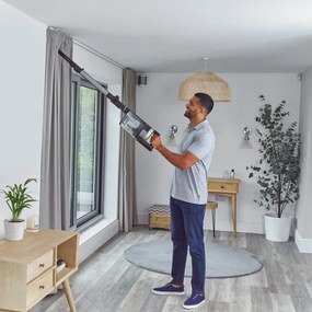 Όρθια ηλεκτρική σκούπα Shark IZ420EUT, 309W, Βραχίονας αποσπώμενος, 0.85 l, Αυτονομία 120 λεπτά, Clean Sense IQ, LED, PowerFins Plus, Γκρι