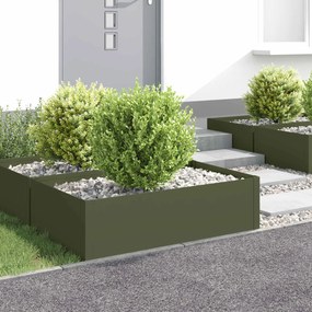 VidaXL Περίγραμμα γκαζόν 4 τμχ. 100 x 60 x 35 cm Ατσάλι Λαδί