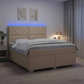 vidaXL Κρεβάτι box spring με στρώμα Κρεμ 160 x 200 cm Ύφασμα
