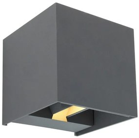 Απλίκα Φωτιστικό Τοίχου 2xLED 3W Κύβος IP54 616Lm Up Down Veronika Globo Lighting-34168-Ανθρακί 34168