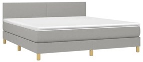 vidaXL Κρεβάτι Boxspring με Στρώμα Ανοιχτό Γκρι 180x200 εκ. Υφασμάτινο