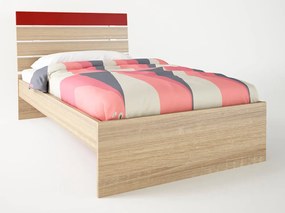 Intrahome Παιδικό κρεβάτι "ΝΟΤΑ" ημίδιπλο σε χρώμα δρυς-κόκκινο 110x190 Intrahomesa-00652723