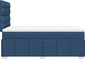 vidaXL Κρεβάτι Boxspring με Στρώμα Μπλε 120x190 εκ. Υφασμάτινο
