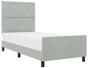 vidaXL Σκελετός Κρεβατιού Ανοιχτό γκρι 100 x 200 cm Βελούδο