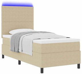 vidaXL Κρεβάτι με ελατήρια Ανοιχτό Γκρι και Λευκό 203 x 100 x 128 εκ.