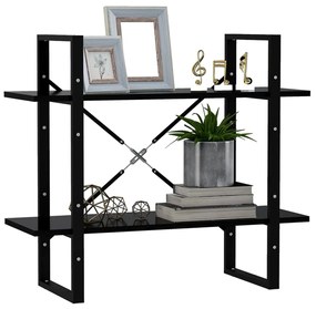 vidaXL Βιβλιοθήκη με 2 Ράφια Μαύρη 80 x 30 x 70 εκ. από Επεξ. Ξύλο