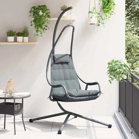 vidaXL Κρεμαστή καρέκλα αυγό Ανθρακί 94 x 107 x 196,5 εκ. Ατσάλι