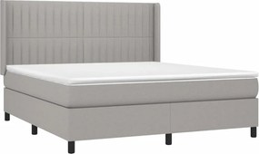 vidaXL Κρεβάτι Boxspring με Στρώμα Ανοιχτό Γκρι 180x200 εκ. Υφασμάτινο