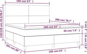 vidaXL Κρεβάτι Boxspring με Στρώμα Λευκό 160x200εκ.από Συνθετικό Δέρμα