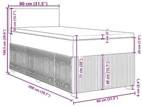 Κρεβάτι Boxspring με Στρώμα Μπλε 80 x 200 εκ. Βελούδινο - Μπλε