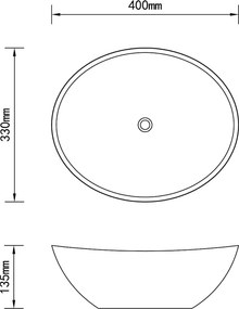 vidaXL Νιπτήρας Οβάλ Μαύρος 40 x 33 εκ. Κεραμικός