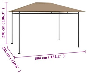 vidaXL Κιόσκι Taupe 384x281x270 εκ. 180 γρ./μ²