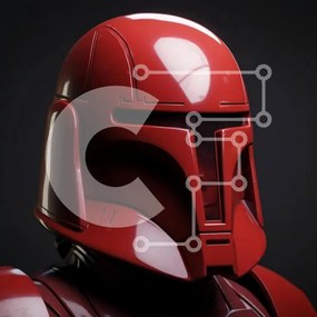 Intra Συλλεκτικό Ξύλινο Παζλ Plywood 4mm - Κόκκινο κράνος Mandalorian Σε Ξύλινο Κουτί - Διαστάσεις Puzzle: 10x10 cm – 25 κομμάτια