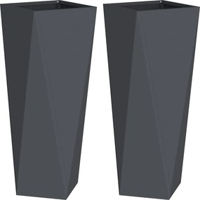 vidaXL Γλάστρα 2 τμχ. Ανθρακί 30 x 30 x 75 εκ Ατσάλι