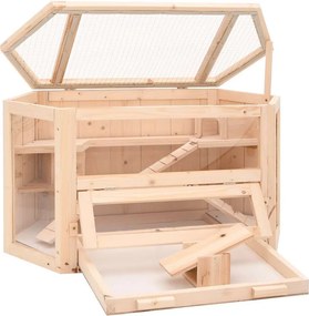 vidaXL Κλουβί Χάμστερ 80 x 40 x 43 εκ. από Μασίφ Ξύλο Ελάτης