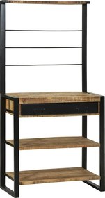 vidaXL Ράφι κουζίνας Καφέ και Μαύρο 80 x 40 x 160 cm