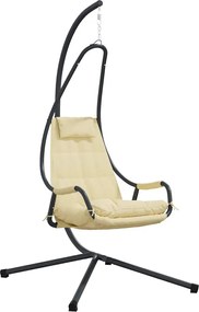 vidaXL Κρεμαστή καρέκλα αυγό Μπεζ 94 x 107 x 196,5 εκ. Ατσάλι