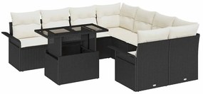 vidaXL Σετ Καναπέ Κήπου με μαξιλάρι 9 pcs Μαύρο Πολυ ράταν