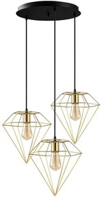 Φωτιστικό Οροφής Elmas 892OPV1627 Φ50x133cm 3xE27 40W Black-Gold Opviq