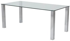 Τραπέζι Oakland 151, Ασημί, 75x90x180cm, 60 kg, Επεξεργασμένο γυαλί, Μέταλλο | Epipla1.gr